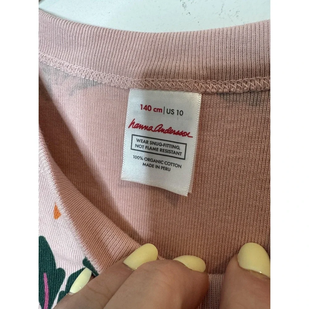 Hanna Andersson Pajama‎ Top Kids 10 Pink Carrot Print Organic Cotton Long Sleeve